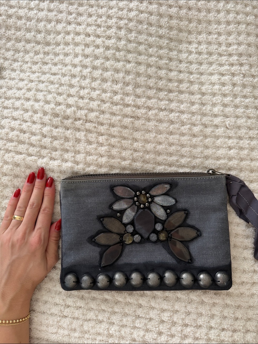 LANVIN embellished jean evening clutch